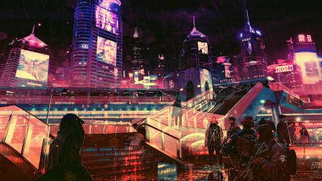Cyberpunk neon city wallpaper