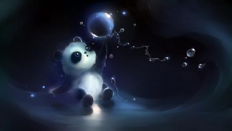 Enchanted Panda in a Mystical Bubble Realm wallpaper