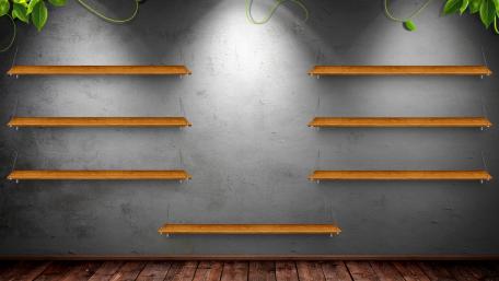 Minimalist Shelves on a Textured Wall Design wallpaper