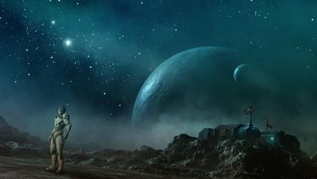 A Journey Through a Futuristic Landscape wallpaper
