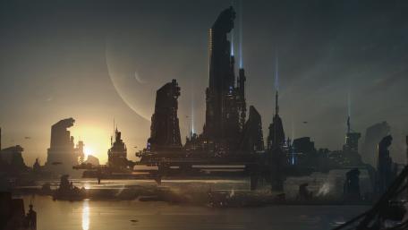 Futuristic City at Twilight wallpaper