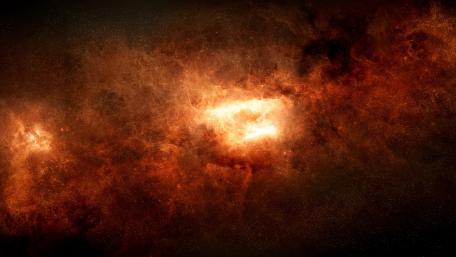Mystical Orange Nebula in Space Artistic Wallpaper wallpaper
