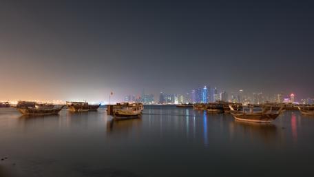 Serenity in the Urban Harbor Scene wallpaper