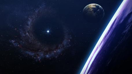 Majestic View of Earth and Distant Star Formation wallpaper