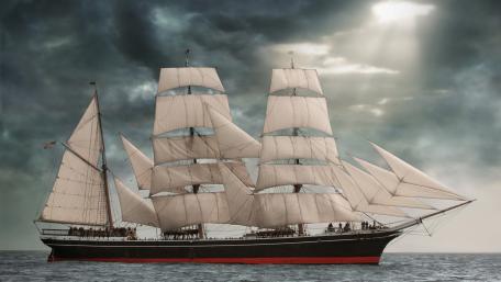 Majestic Barquentine on Open Seas wallpaper