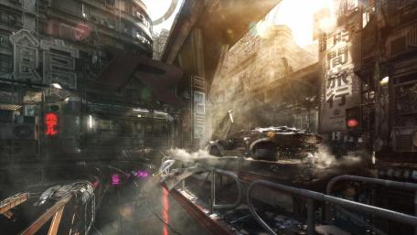 Futuristic Dreamscape with Hover Cars in Sci-Fi Cityscape wallpaper