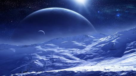 Enchanted Frosted Landscape in a Distant Galaxy wallpaper