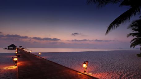 Serene Evening at the Tropical Pier wallpaper