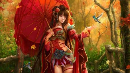 Mystical Autumn Encounter wallpaper