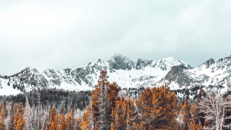 Majestic Winter Peaks in Autumn Colors wallpaper