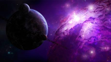 Mystical Purple Planetary Landscape wallpaper