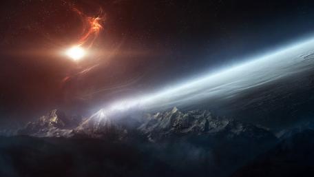 Celestial Majesty in a Fantasy Landscape wallpaper