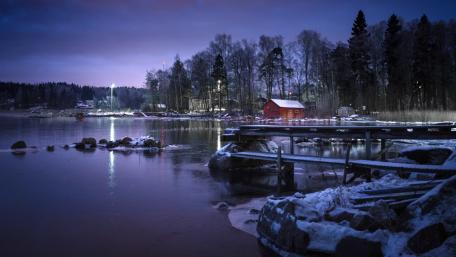 Winter Serenity by the Frozen Lake wallpaper