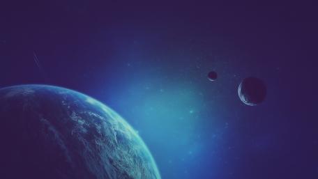 Cosmic Serenity in Blue Space Art wallpaper