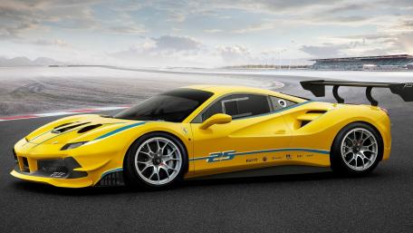 Vibrant Yellow Ferrari F488 Challenge Wallpaper wallpaper
