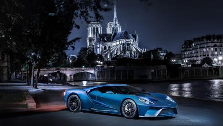Stunning Ford GT Against Paris Nightscape wallpaper