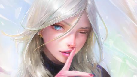 Enigmatic Beauty with a Blue Gaze wallpaper