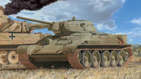 T-34 in Action Against Enemy Forces wallpaper