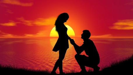 Sunset Proposal: A Romantic Moment Captured wallpaper
