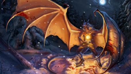 Demonic Wings in the Winter Night Sky wallpaper