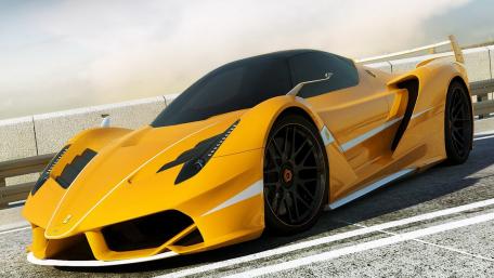 Fierce Yellow Ferrari on the Track wallpaper