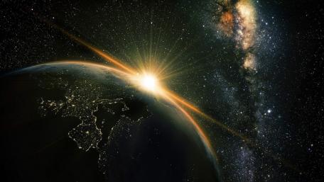 Celestial Dawn Over Earth wallpaper