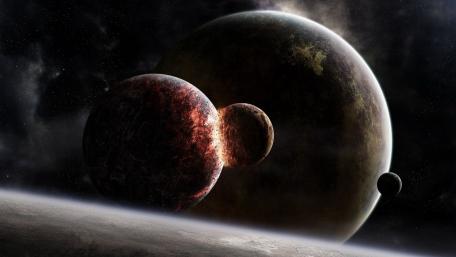 Cosmic Convergence of Celestial Bodies wallpaper