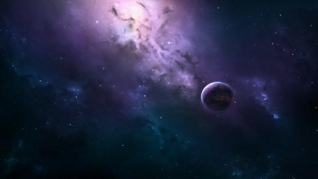Ethereal Distant Planet in Cosmic Embrace wallpaper