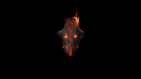 Fiery Mask on Black Background for AMOLED Displays wallpaper