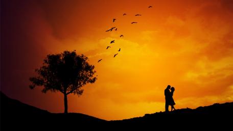 Eternal Love Under a Sunset Sky wallpaper