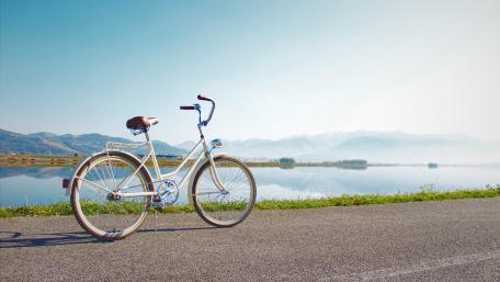Serene Cycling by the Lake wallpaper