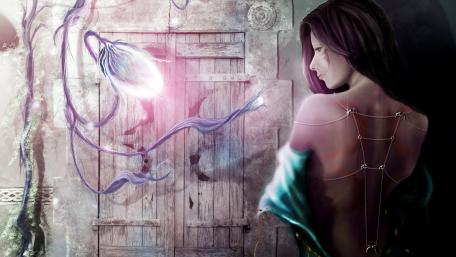 Mystical Portal and the Enigmatic Sorceress wallpaper