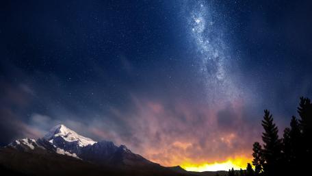 Majestic Milky Way Over Mountain Landscape wallpaper