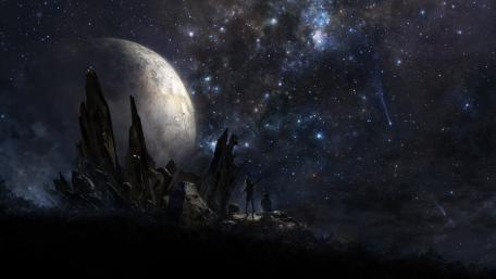 Enchanting Night in a Distant Fantasy Realm wallpaper