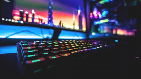 Technological Elegance in Neon Glow wallpaper