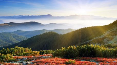 Breathtaking Mountain Sunrise View wallpaper