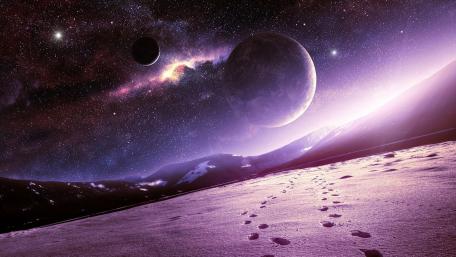 Moons Over an Alien Terrain wallpaper