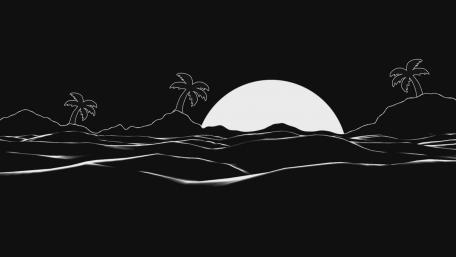 Minimal Fantasy Sunset Scene wallpaper