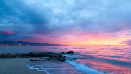 Serenity of the Pink Sea at Dawn wallpaper