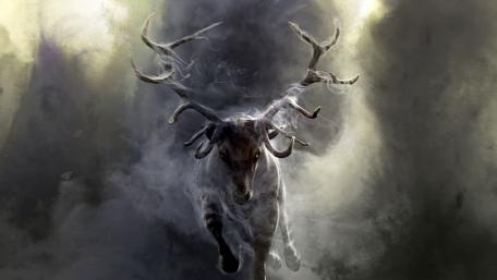 Enchanted Stag in a Mystical Realm wallpaper