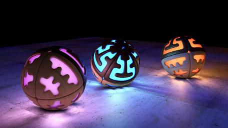 Luminous Spheres in 3D Space wallpaper