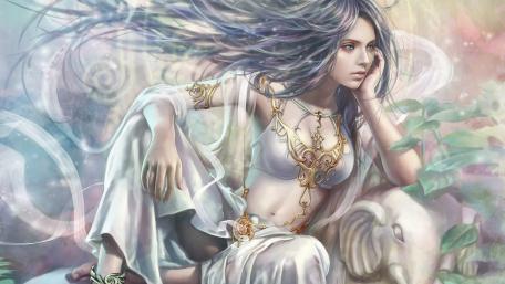 Enchanted Dreamscape: The Mystical Maiden wallpaper