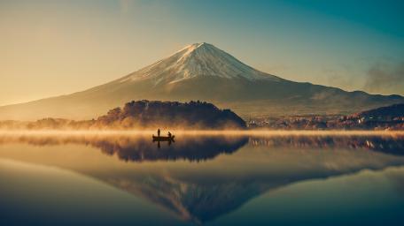 Fishing on Lake Kawaguchi wallpaper
