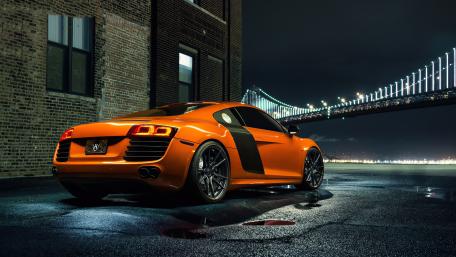 Vibrant Audi R8 Under City Lights wallpaper