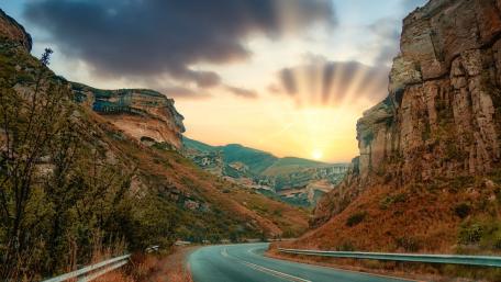 Majestic Canyon Road at Sunrise wallpaper