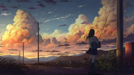 Evening Stroll in Anime World wallpaper