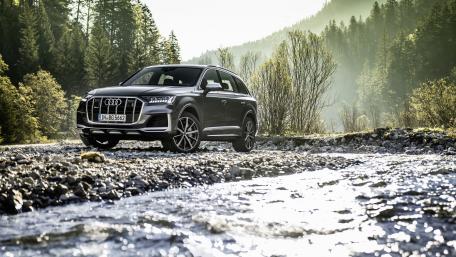 Sleek Audi SQ7 in a Serene Landscape wallpaper