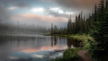 Misty Reflections on a Serene Lake wallpaper