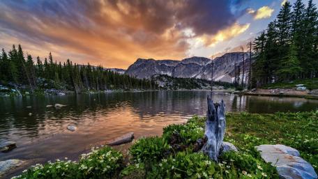 Serenity at Twilight by the Lake wallpaper