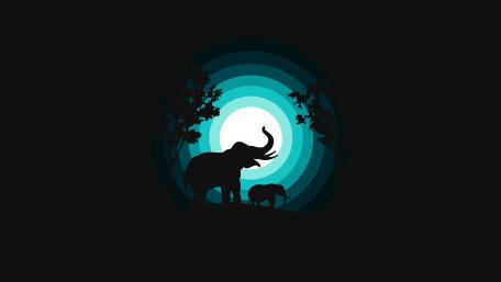 Elephant Serenity in a Minimalist Fantasy World wallpaper